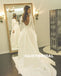 Detachable Satin Unique Designed Lace A-Line Long Sleeve Backless Wedding Dress, D1127