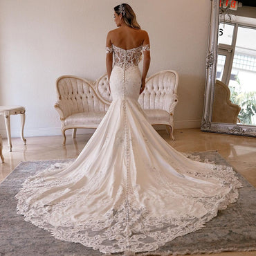 Sweetheart Long Sleeves Mermaid Lace Backless Tulle Sexy Wedding Dresses,  FC4818