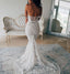 Sexy Mermaid Backless Off Shoulder Lace Long Wedding Dresses, FC5798